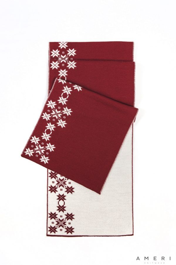 Scarf with Vertically Knitted Latvian Ornaments