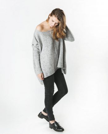 Wool Cashmere Loose Rib Sleeve Sweater